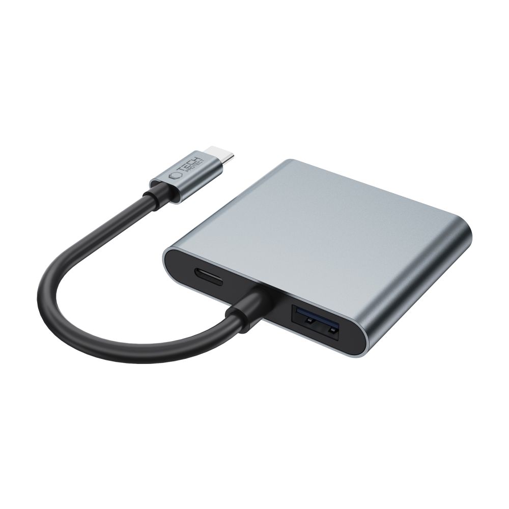 Adapteris Tech-Protect HB08 Hub 4in1 Type-C + USB2.0 + 2x HDMI 4K 60Hz, kosminės pilkos spalvos