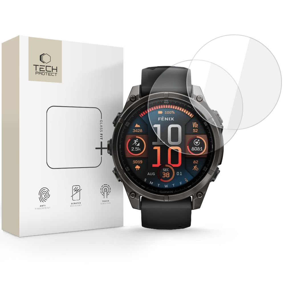 Apsauginis stiklas Tech-Protect Glass Fit+ Garmin Fenix 8 / 8 Pro AMOLED (47 mm), 2 vnt., skaidrus
