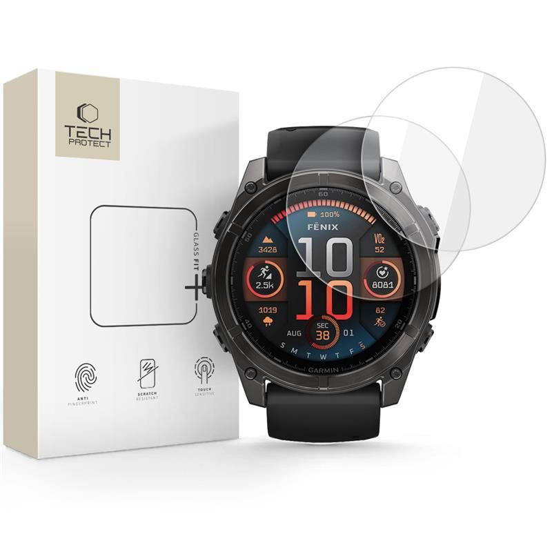 Apsauginis stiklas Tech-Protect Glass Fit+ Garmin Fenix 8 / 8 Pro (51 mm), 2 vnt., skaidrus