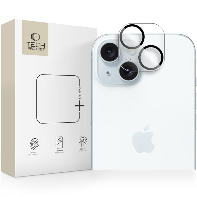 Kameros apsauginis stiklas Tech-Protect Cam Fit+ iPhone 14 / 14 Plus / 15 / 15 Plus, skaidrus