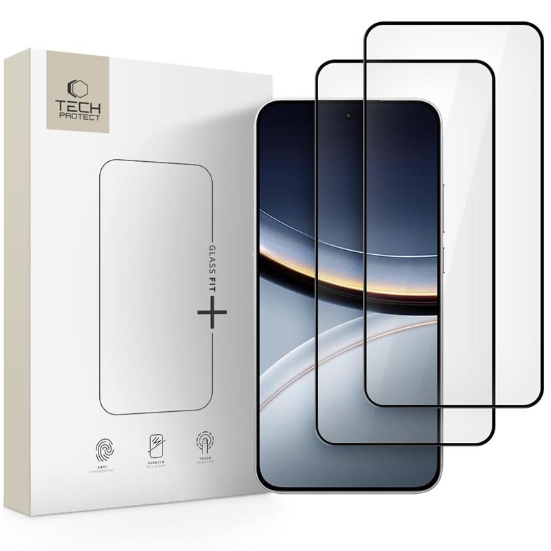 Apsauginis stiklas Tech-Protect Glass Fit+ Xiaomi Poco F7 5G, 2 vnt., juodas