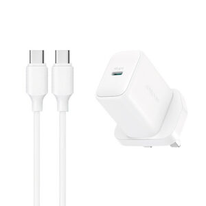 Joyroom JR-TCF20 PD 20W sieninis įkroviklis (UK kištukas) su 1m USB-C laidu - baltas