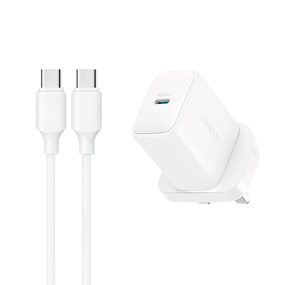 Joyroom JR-TCF20 PD 20W sieninis įkroviklis (UK kištukas) su 1m USB-C laidu - baltas