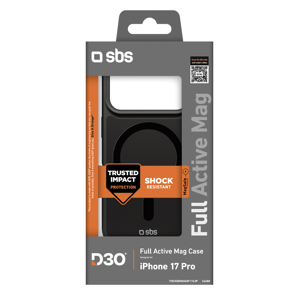 SBS MagSafe dėklas iPhone 17 Pro Max – juodas (D3O)
