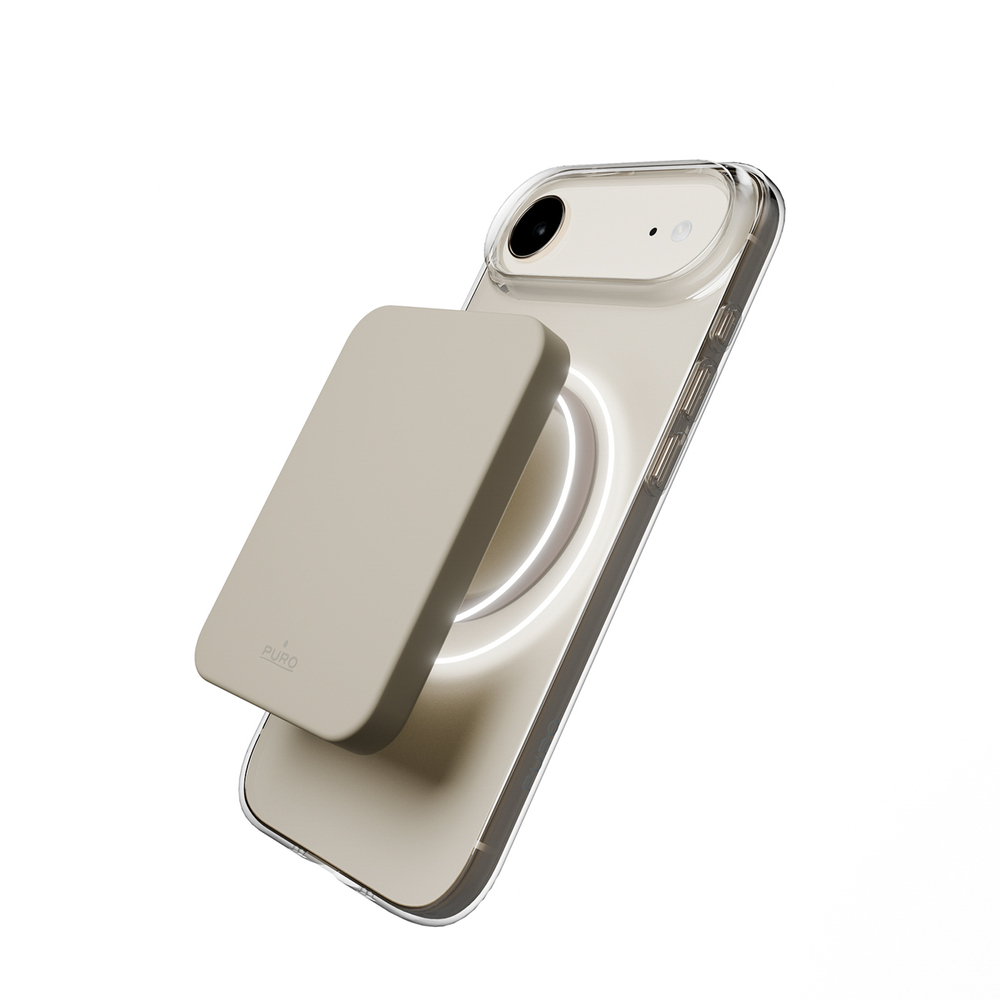 Puro Lite Mag MagSafe dėklas iPhone 17 Air – skaidrus, rudas žiedas