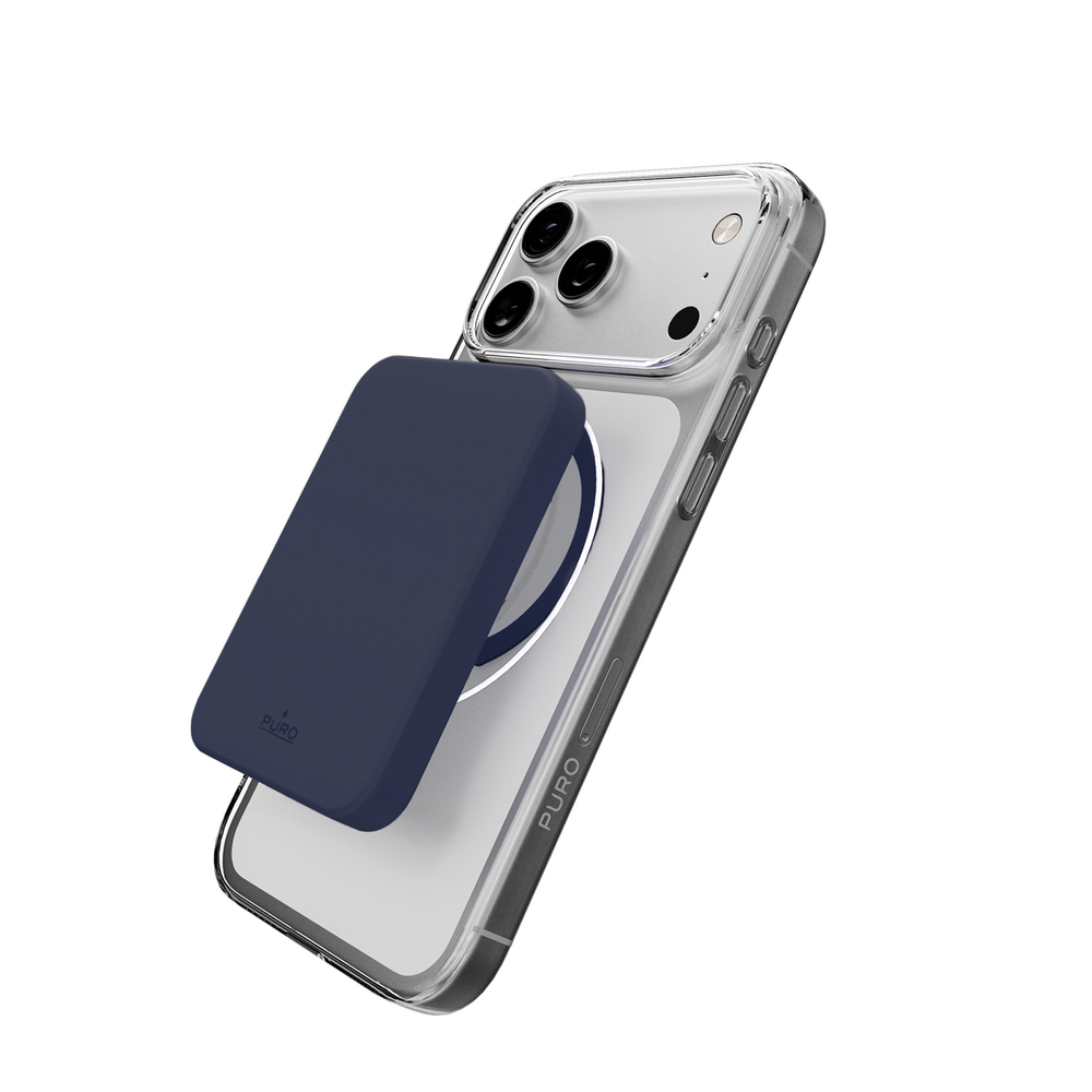 Puro Lite Mag TPU+PC Dėklas su MagSafe palaikymu iPhone 17 Pro - Skaidrus su mėlynu žiedu