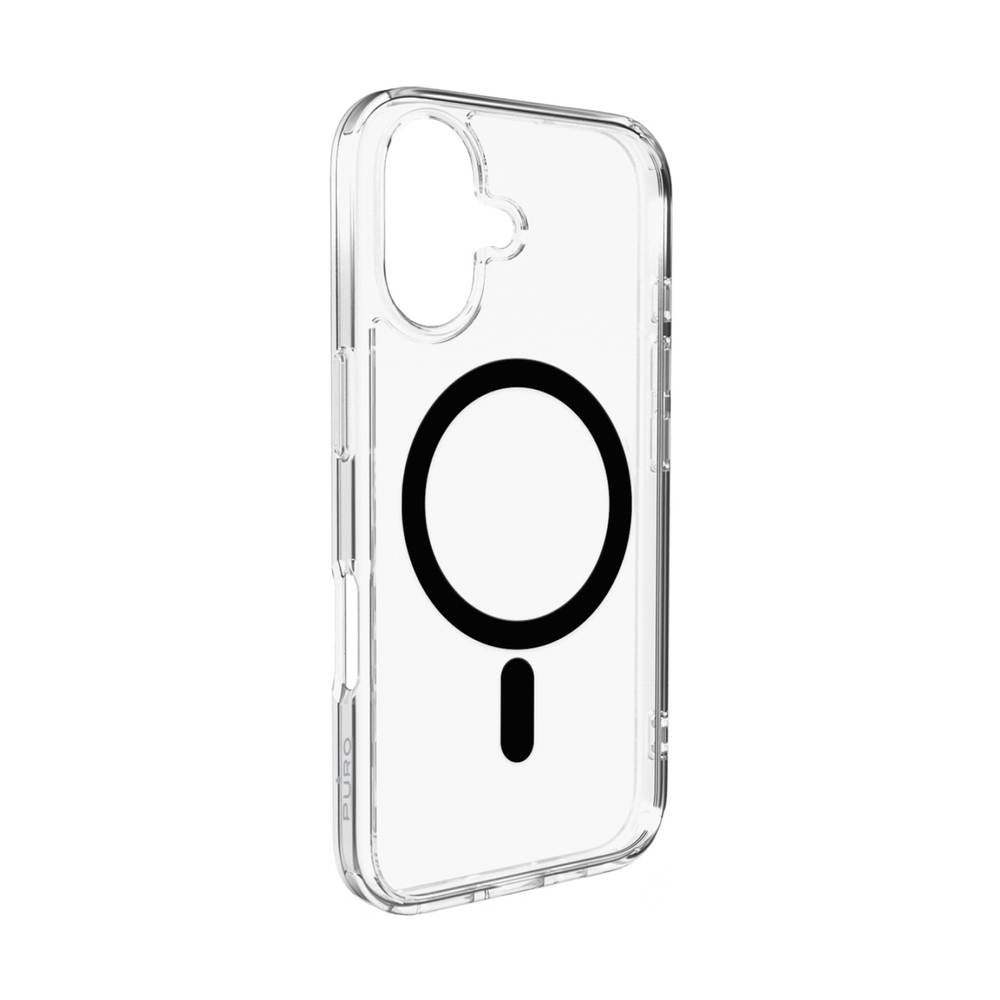 Puro Lite Mag TPU+PC Dėklas, suderinamas su MagSafe, skirtas iPhone 17 - Skaidrus su juodu žiedu