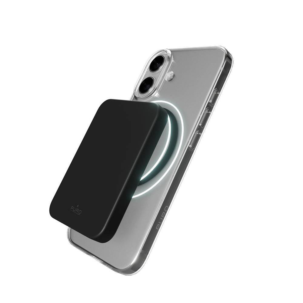 Puro Lite Mag TPU+PC Dėklas, suderinamas su MagSafe, skirtas iPhone 17 - Skaidrus su juodu žiedu