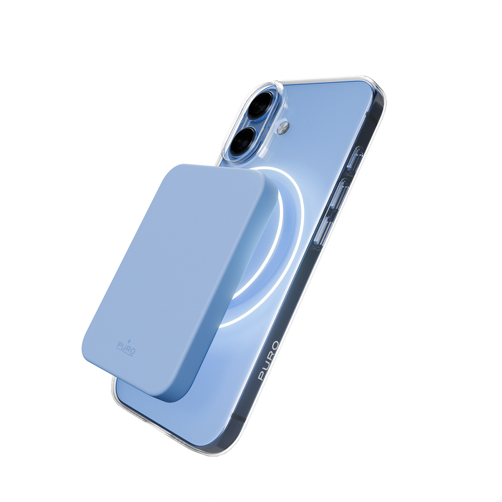 Puro Lite MagSafe dėklas iPhone 17 – skaidrus su mėlynu žiedu