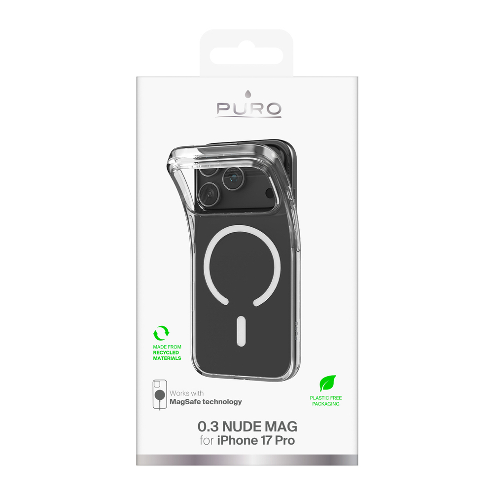 Puro 0.3 MAG MagSafe TPU dėklas iPhone 17 Pro – skaidrus