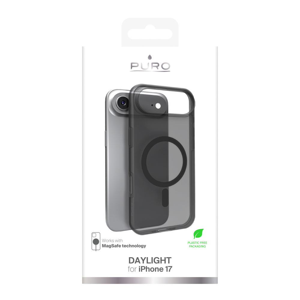Puro Daylight MagSafe dėklas iPhone 17 Air – pusiau skaidrus juodas
