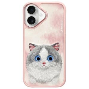 Nimmy Big Eyed Pet 2.0 Cat dėklas iPhone 16 – rožinis