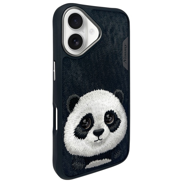 Nimmy Big Eyed Pet 2.0 Panda dėklas iPhone 16 – juodas