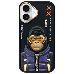 Nimmy Cool&Cute 2.0 Monkey dėklas iPhone 16 – juodas
