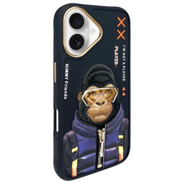 Nimmy Cool&Cute 2.0 Monkey dėklas iPhone 16 – juodas