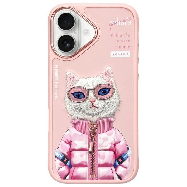 Nimmy dėklas iPhone 16 – rožinis, katinas