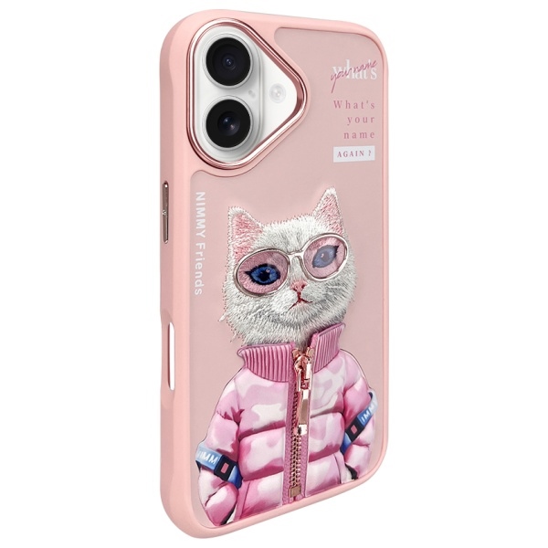 Nimmy dėklas iPhone 16 – rožinis, katinas