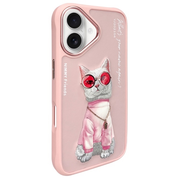 Nimmy iPhone 16 dėklas – rožinis, Cool Cat