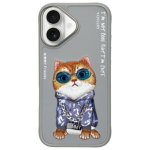 Nimmy Glasses Cool Cat dėklas iPhone 16 – pilkas
