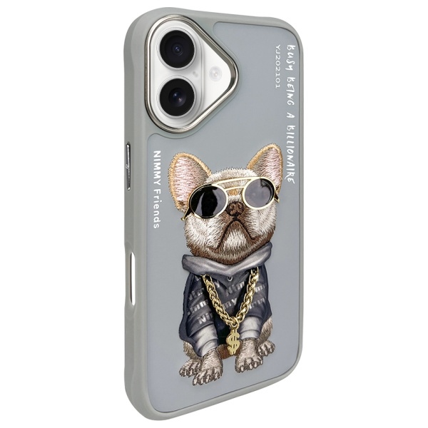 Nimmy Glasses Cool Dog dėklas iPhone 16 – pilkas