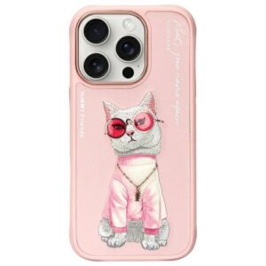 Nimmy Glasses Cool Cat dėklas iPhone 16 Pro – rožinis