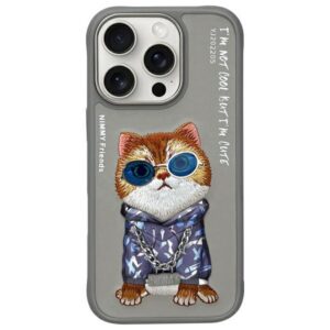 Nimmy Glasses Cool Cat dėklas iPhone 16 Pro Max – pilkas