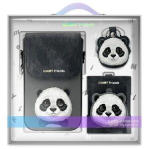Nimmy Panda 3in1 rinkinys – krepšelis, piniginė, lokatoriaus dėklas (juodas)