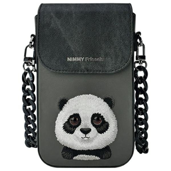 Nimmy Panda 3in1 rinkinys – krepšelis, piniginė, lokatoriaus dėklas (juodas)