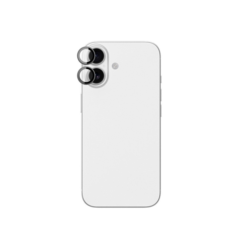 AmazingThing kameros stiklas iPhone 17 – juodas rėmelis