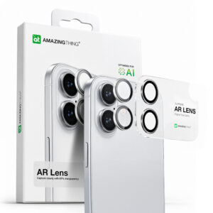 AmazingThing kameros stiklas iPhone 17 – sidabrinis