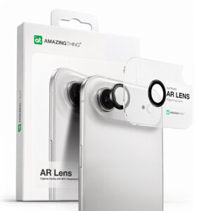 AmazingThing kameros stiklas iPhone 17 Air – juodas rėmelis
