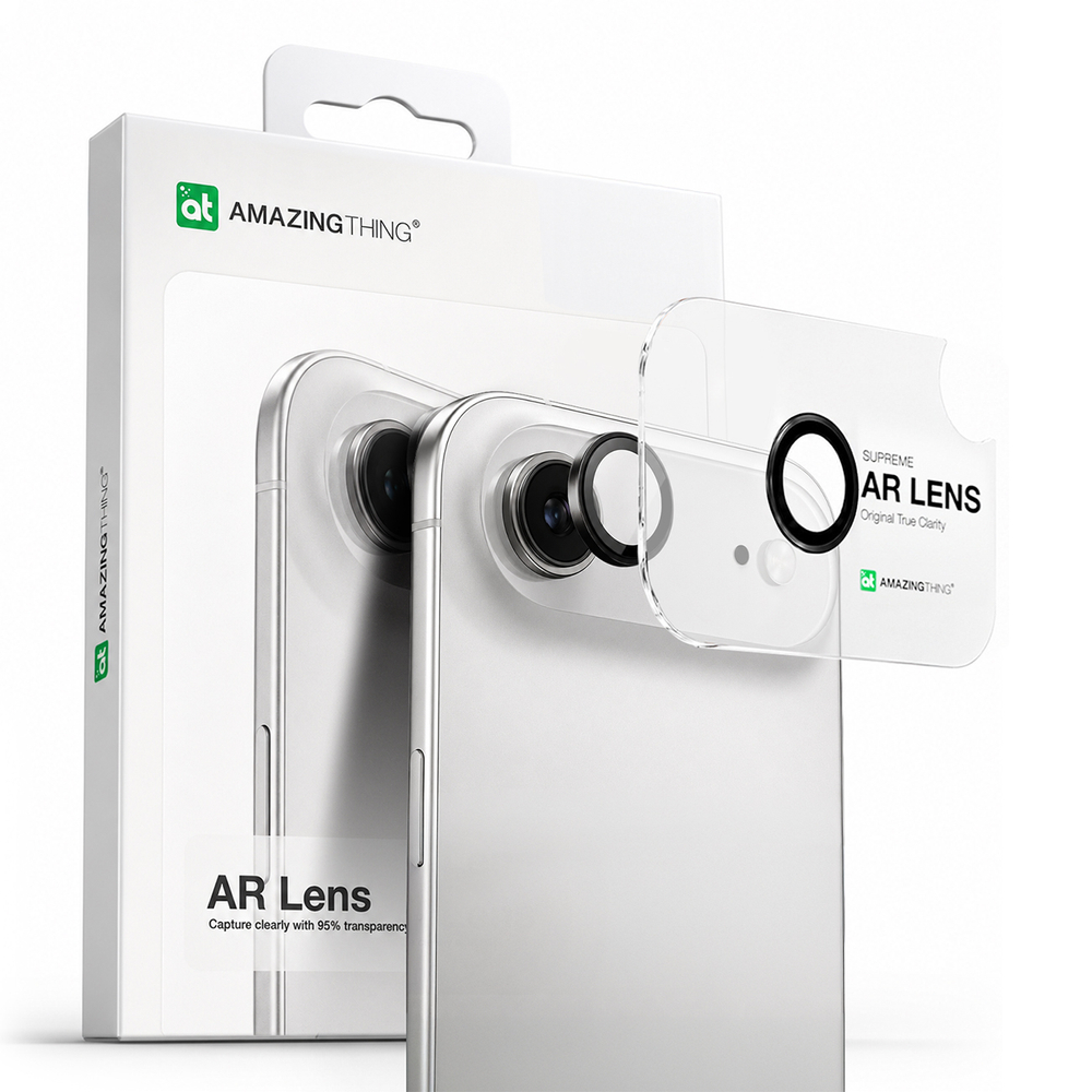 AmazingThing kameros stiklas iPhone 17 Air – juodas rėmelis