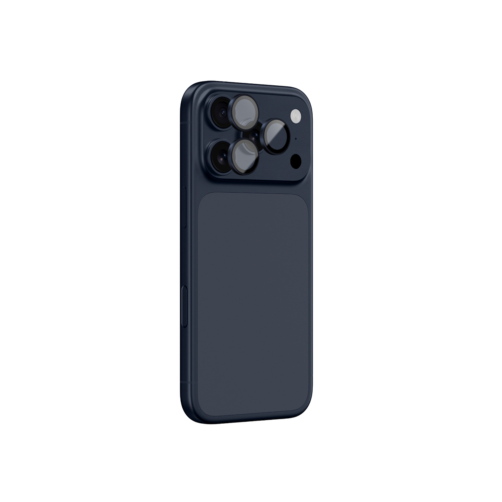 AmazingThing Objektyvo stiklas, skirtas iPhone 17 Pro / Pro Max su mėlynu aliuminio rėmeliu
