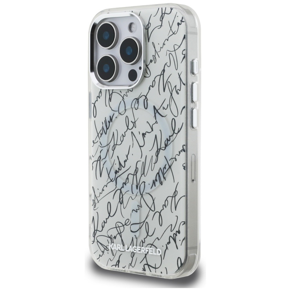 Karl Lagerfeld MagSafe dėklas iPhone 16 Pro Max – baltas