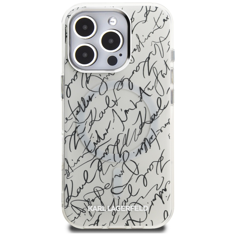 Karl Lagerfeld MagSafe dėklas iPhone 16 Pro Max – baltas