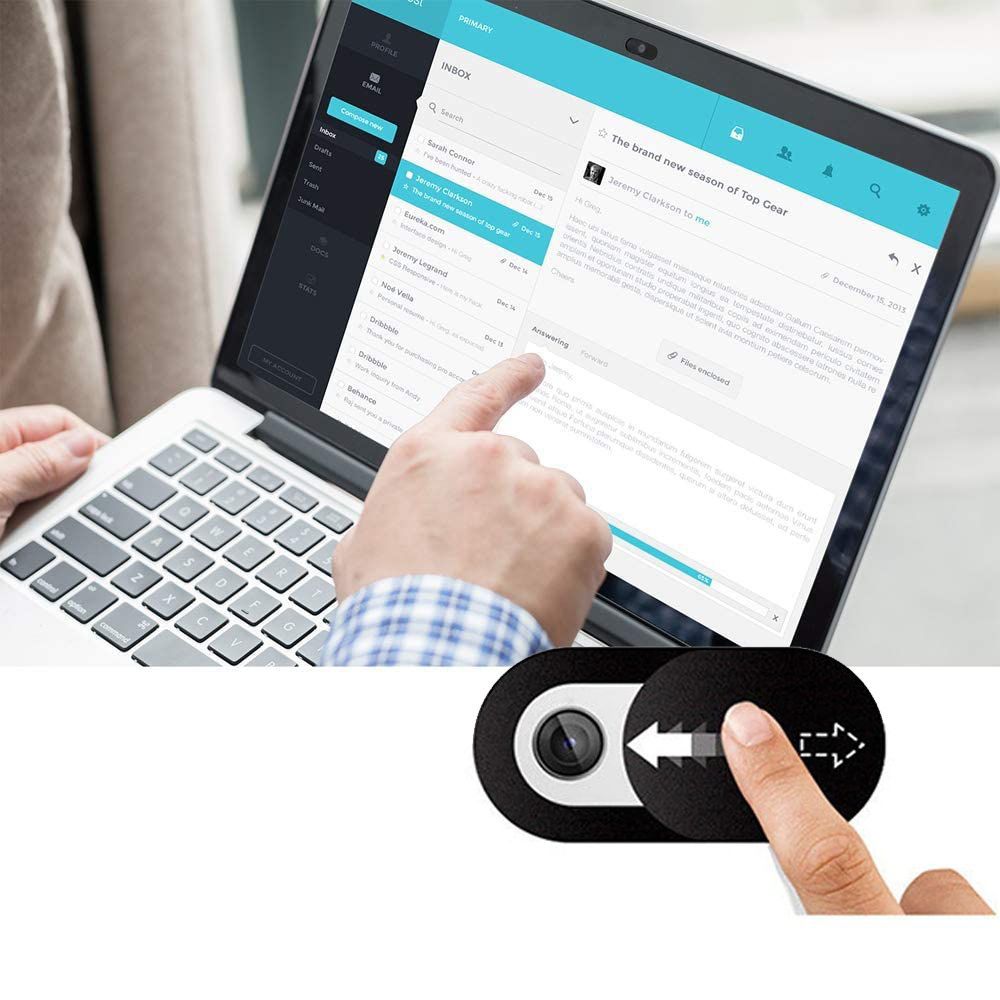 Kameros dangtelis nešiojamajam kompiuteriui Tech-Protect Cam Fit+, 3 vnt., juodas