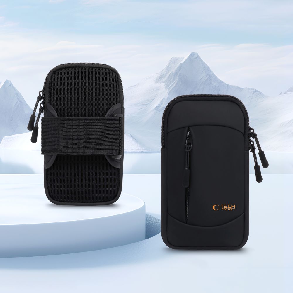 Sportinis rankos diržas Tech-Protect M6 Universal Sport Armband, juodas/oranžinis