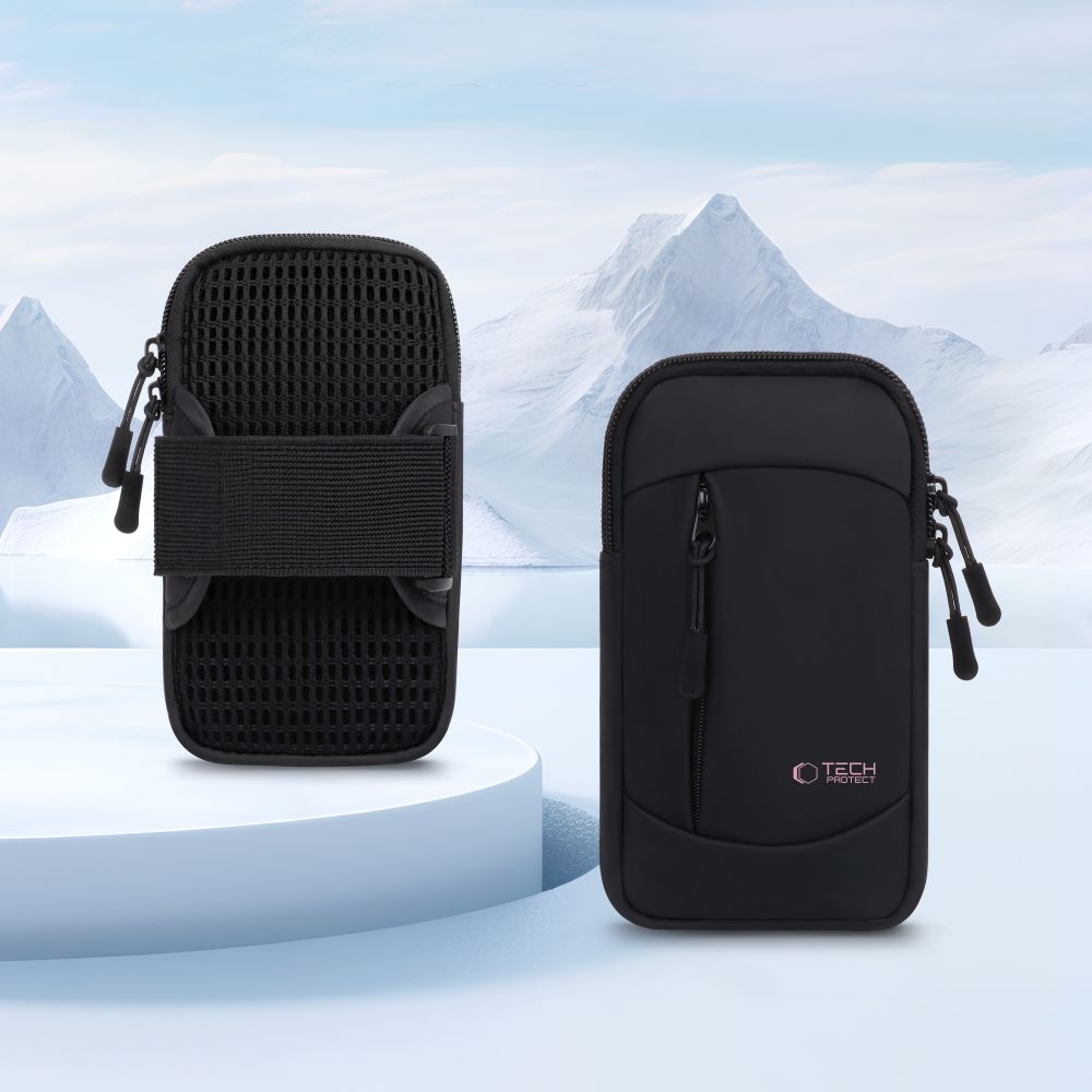Sportinis rankos diržas Tech-Protect M6 Universal Sport Armband, juodas/rožinis