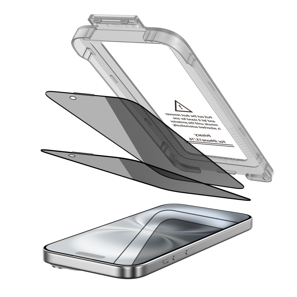 Privatumo apsauginis stiklas Tech-Protect Quick Set Spy+ iPhone 15 / 16, 2 vnt.