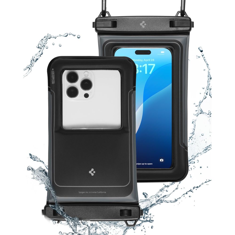 Dėklas Spigen A611P Universal Waterproof Floating, 2 vnt., matinis juodas