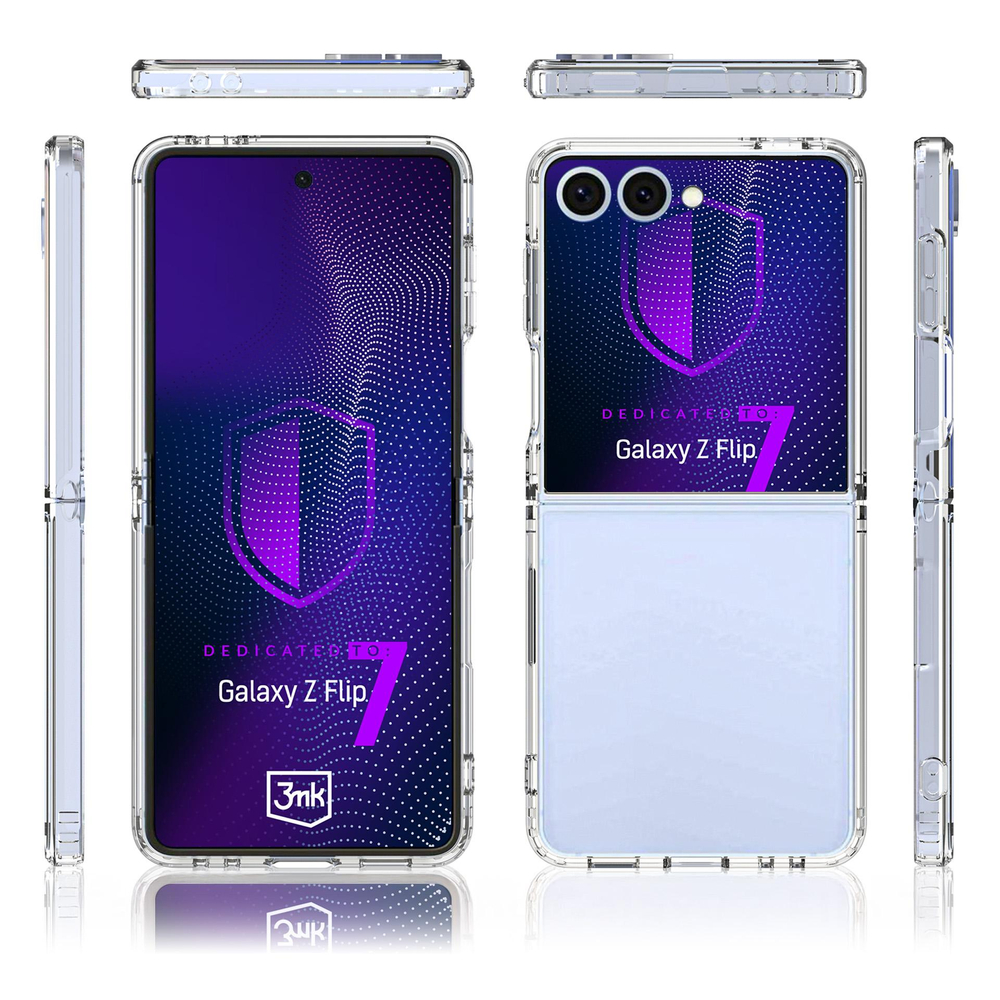 3mk šarvų dėklas, skirtas Samsung Galaxy Z Flip 7 – skaidrus