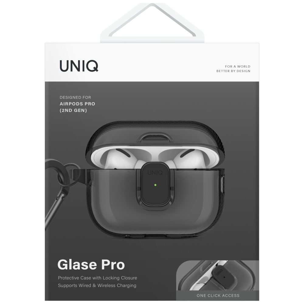 Uniq Glase Pro Lock dėklas AirPods Pro 2 – juodas