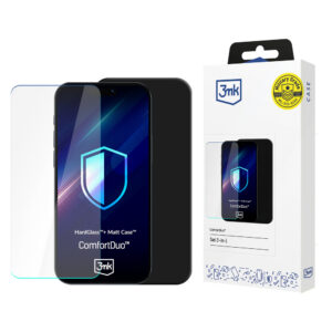 HardGlass™ grūdinto stiklo rinkinys su Matt Case™ 3mk ComfortDuo skirtai Samsung Galaxy A17 5G - Juoda