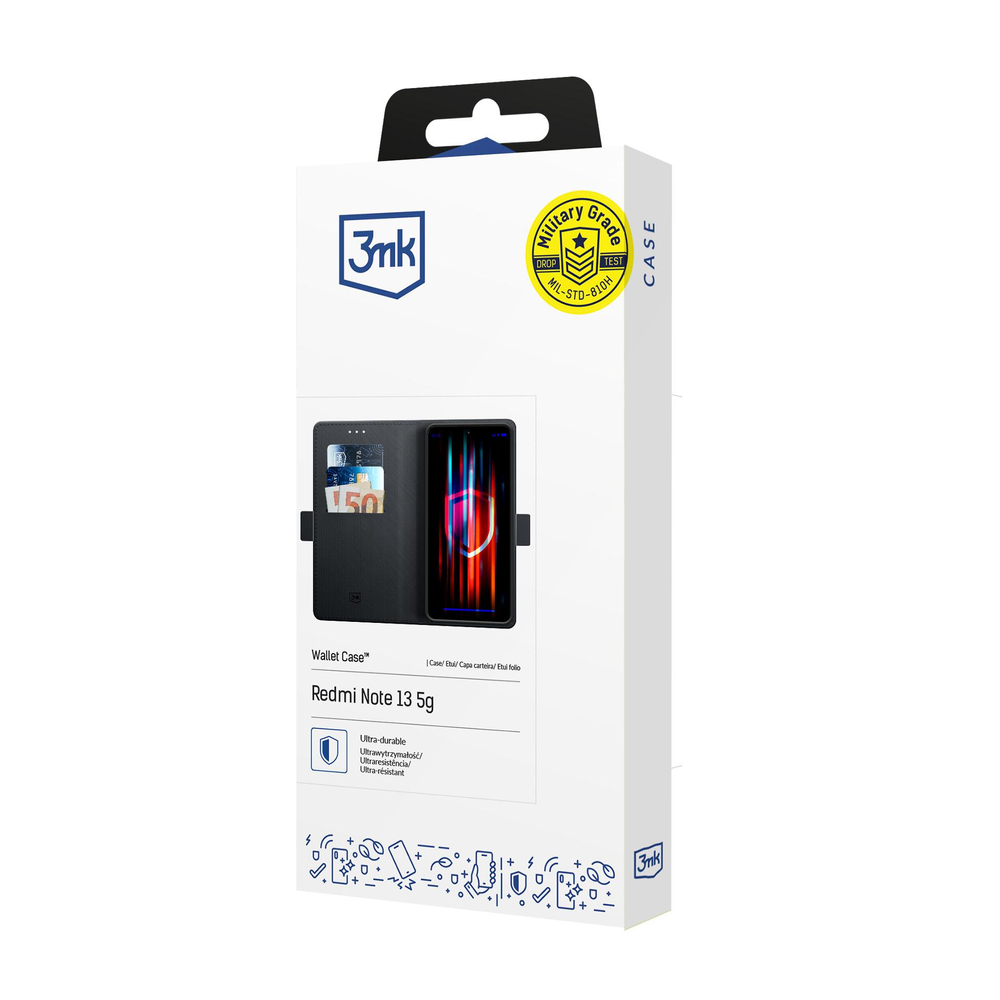 3mk Wallet Case dėklas Xiaomi Redmi 15 – juodas