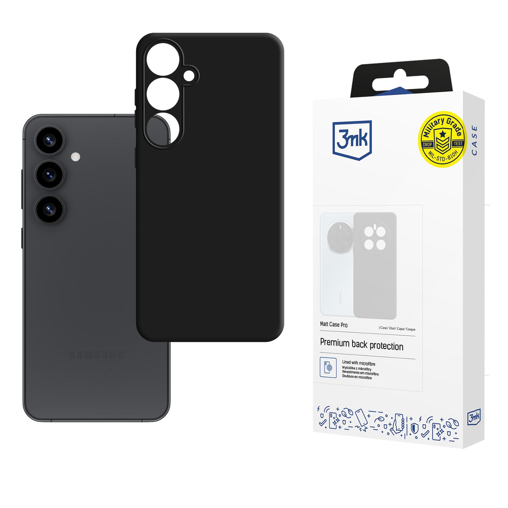 3mk Matt Case Pro, skirtas Samsung Galaxy S25+ – matinė juoda