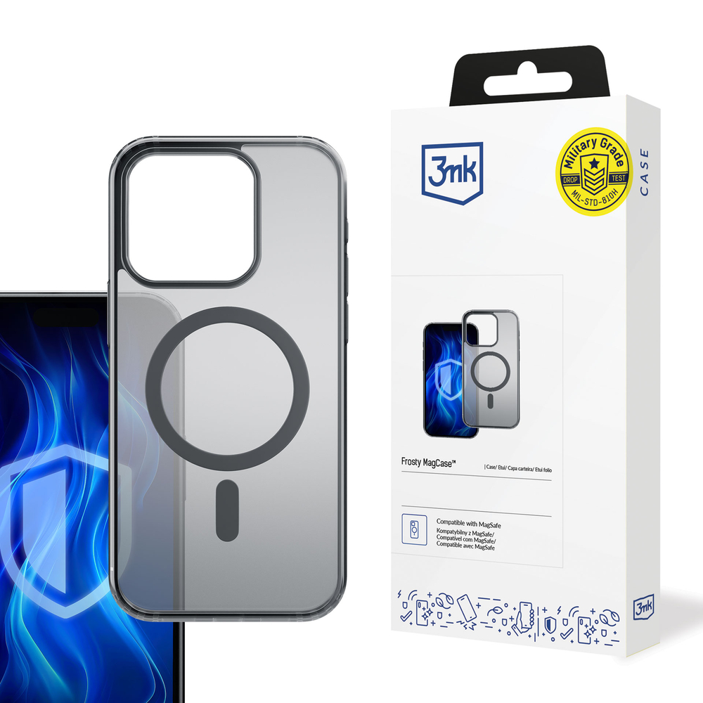 3mk Frosty MagCase Black, skirtas iPhone 16 Pro - juodas