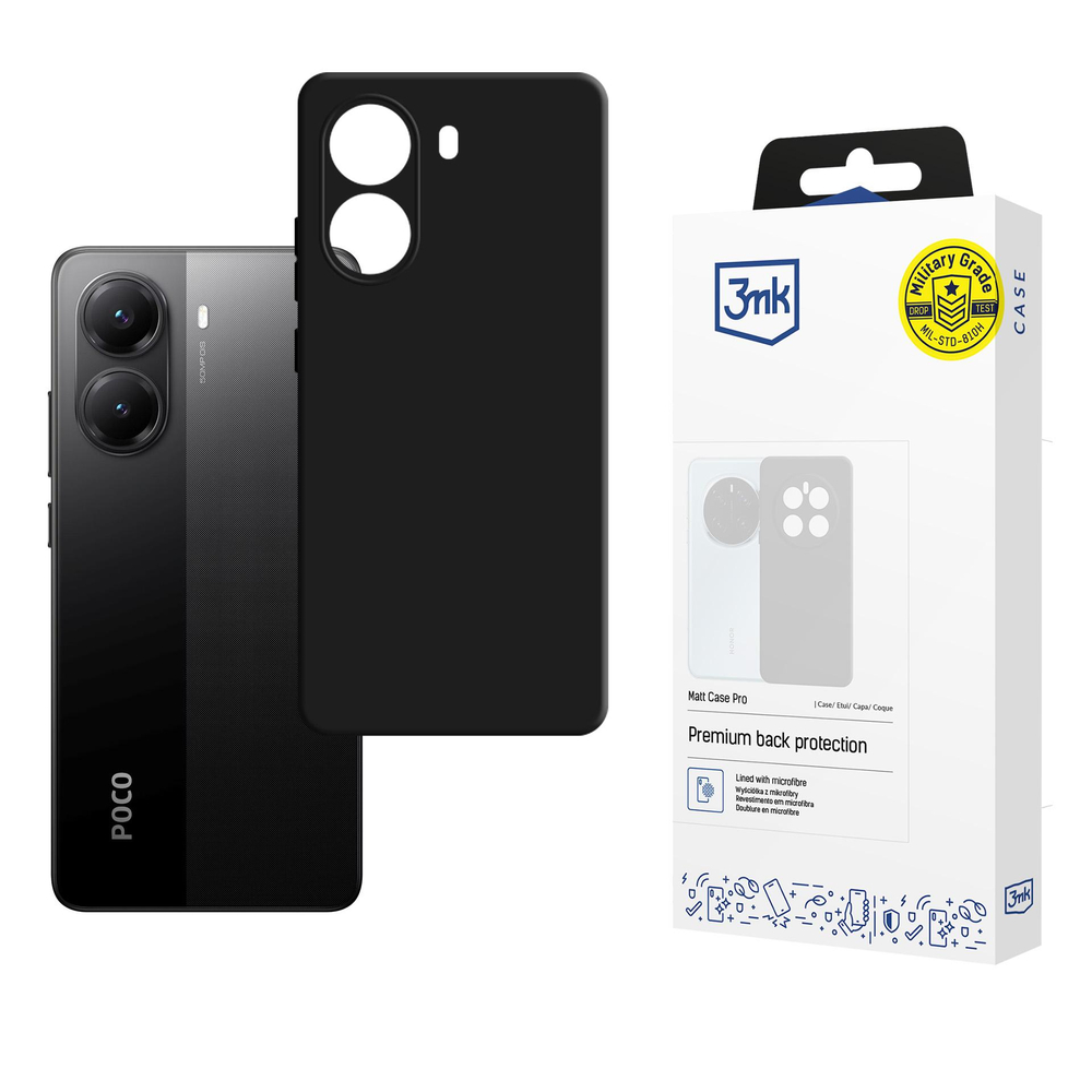 3mk Matt Case Pro skirtas Xiaomi Poco X7 Pro 5G - Matinė juoda