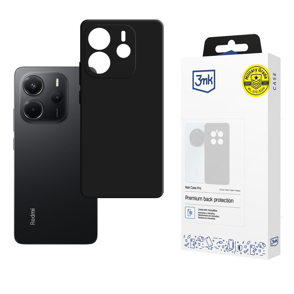3mk Matt Case Pro dėklas, skirtas Xiaomi Redmi Note 14 4G - matinė juoda