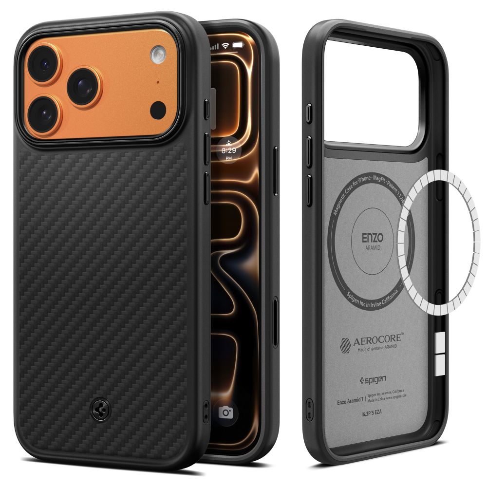 Dėklas Spigen Enzo Aramid 'T' Mag iPhone 17 Pro, juodas
