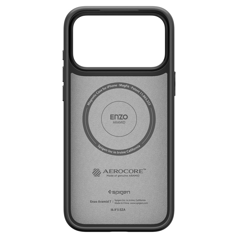 Dėklas Spigen Enzo Aramid "T" MagSafe iPhone 17 Pro Max, juodas